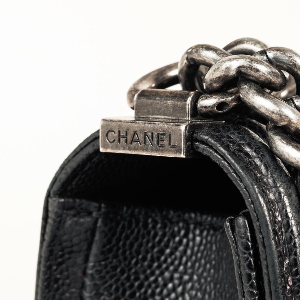 Chanel Small Boy Black Caviar Quilted Shoulder Bag - Picture 8 of 12